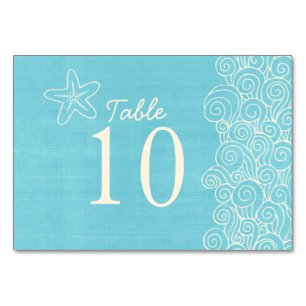 Starfish Wirbel Aqua Beach Hochzeit Tischnummern