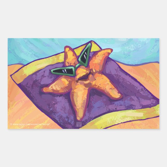 Starfish zum Sonnenbaden Rechteckiger Aufkleber (Vorderseite)