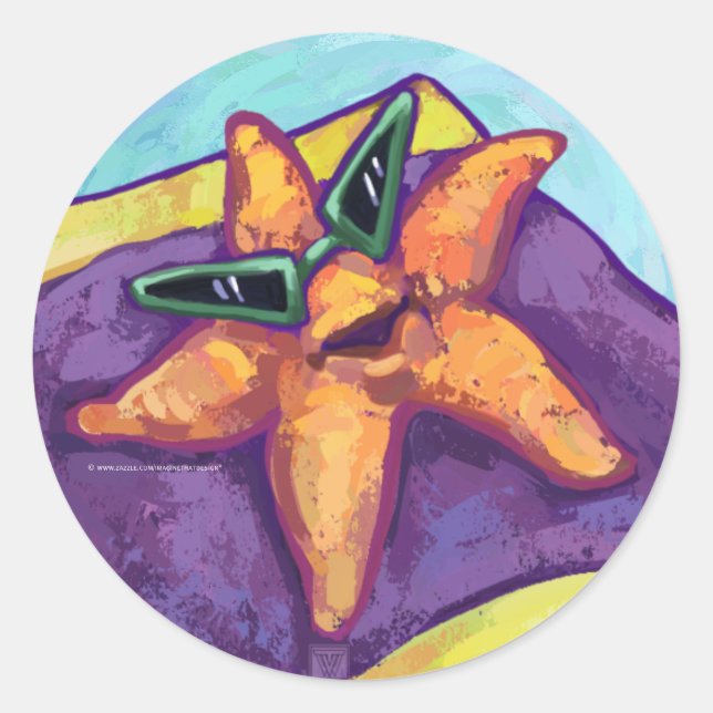 Starfish zum Sonnenbaden Runder Aufkleber (Vorderseite)
