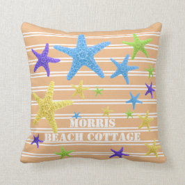 Starfishkorallenrote Pinstripes personalisiert Kissen