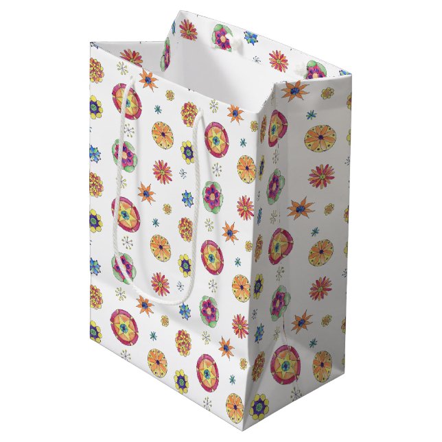 Starflower Muster Mittlere Geschenktüte (Vorderseite Schrägansicht)