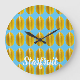 Starfruit Carambola Muster Frucht für Vegane Große Wanduhr