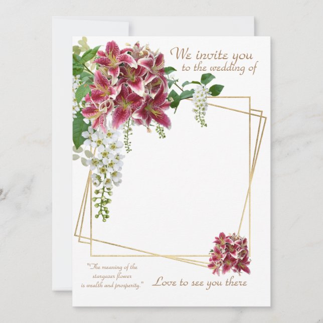 Stargazer Floral Wedding Einladungskarte (Vorderseite)