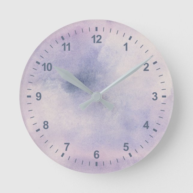 Stargazer | lila u. blau runde wanduhr (Vorderseite)