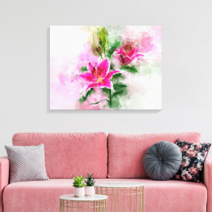Stargazer-Lilie Aquarell - wb 02 Leinwanddruck