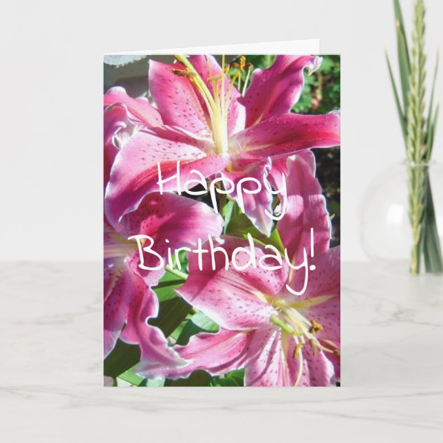 Stargazer Lilie Geburtstag Karte (Vorderseite)