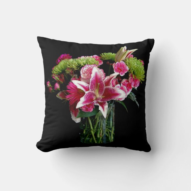 Stargazer-Lilien-Blumenstrauß Kissen (Vorderseite)