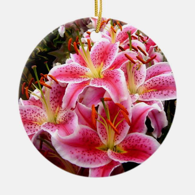 "Stargazer" Lilies Keramik Ornament (Vorne)