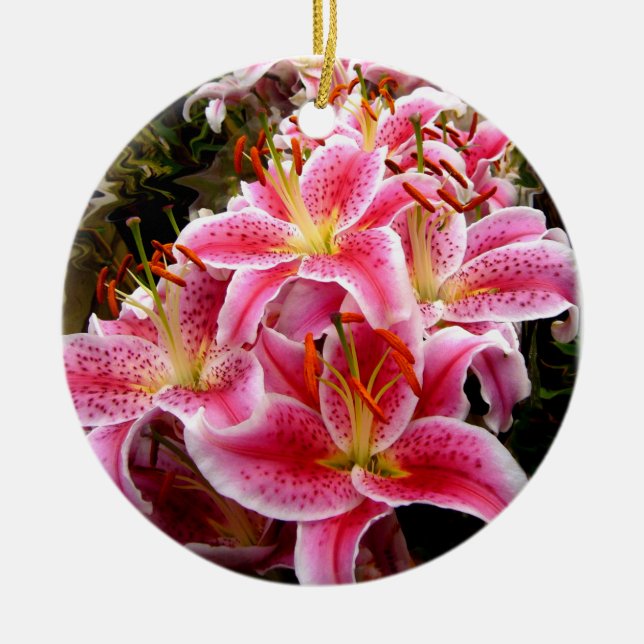 "Stargazer" Lilies Keramikornament (Vorne)