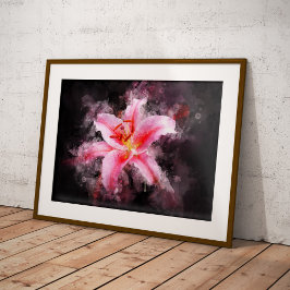 Stargazer Lily Blume Aquarell - bb 01 Fotodruck