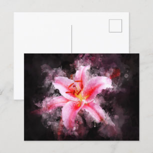 Stargazer Lily Blume Aquarell - bb 01 Postkarte