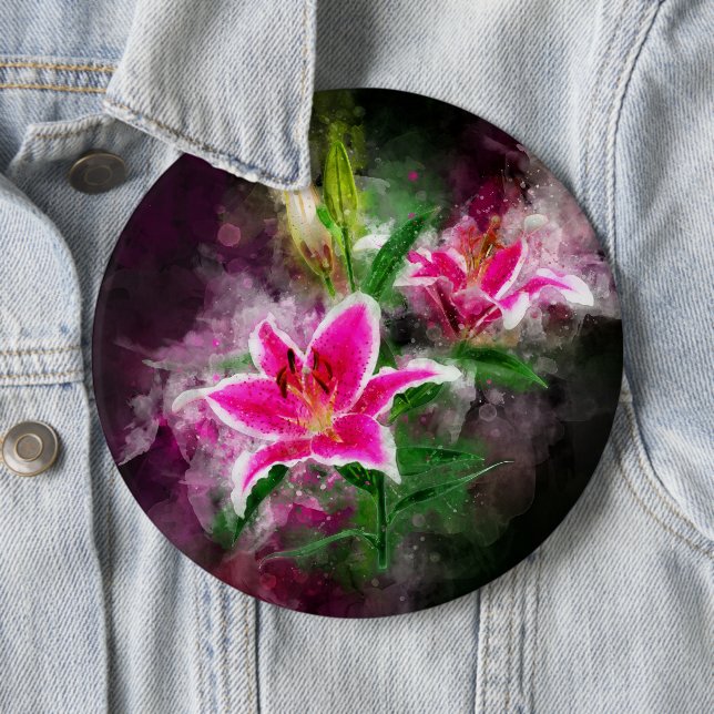 Stargazer Lily Blume Aquarell - bb 02 Button (Beispiel)