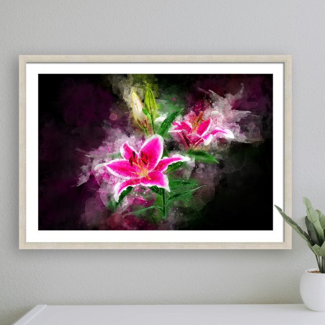 Stargazer Lily Blume Aquarell - bb 02 Poster (Von Creator hochgeladen)