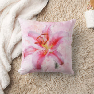 Stargazer Lily Blume Aquarell - wb 01 Kissen