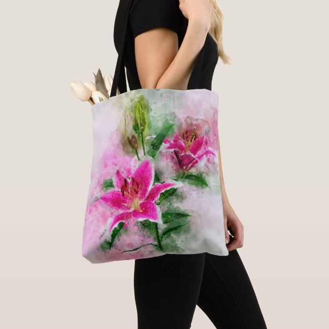 Stargazer Lily Blume Aquarell - wb 02 Tasche (Von Nahem)