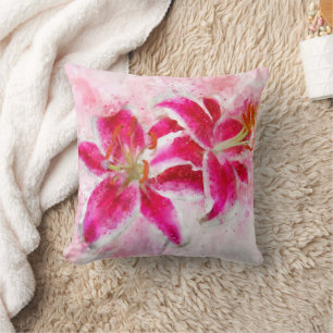 Stargazer Lily Blume Aquarell - wb 03 Kissen