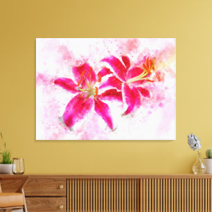 Stargazer Lily Blume Aquarell - wb 03 Leinwanddruck