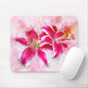 Stargazer Lily Blume Aquarell - wb 03 Mousepad
