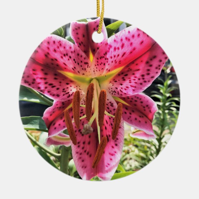 Stargazer Lily Blume Keramik Ornament (Vorne)