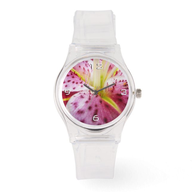 Stargazer Lily Bright Magenta Armbanduhr (Vorderseite)