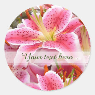"Stargazer" Lily Custom Text Classic Round Aufkleb Runder Aufkleber