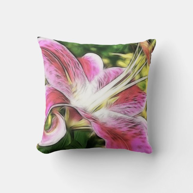Stargazer Lily Floral Kissen (Vorderseite)