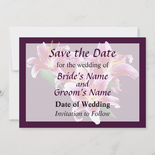 Stargazer Lily Herz Save the Date (Vorderseite)