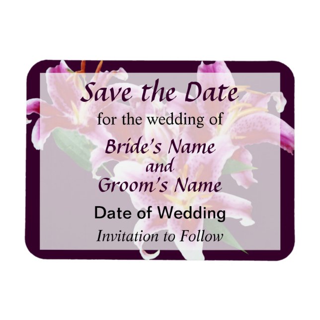 Stargazer Lily Herz Save the Date Magnet (Horizontal)