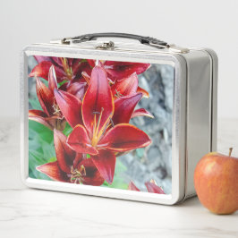 Stargazer Lily, Rote Blumenfotografie Metall Brotdose