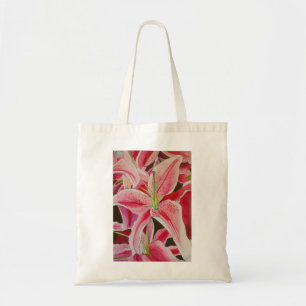 Stargazer Rosa Lilie Aquarell Originale Kunst Tragetasche