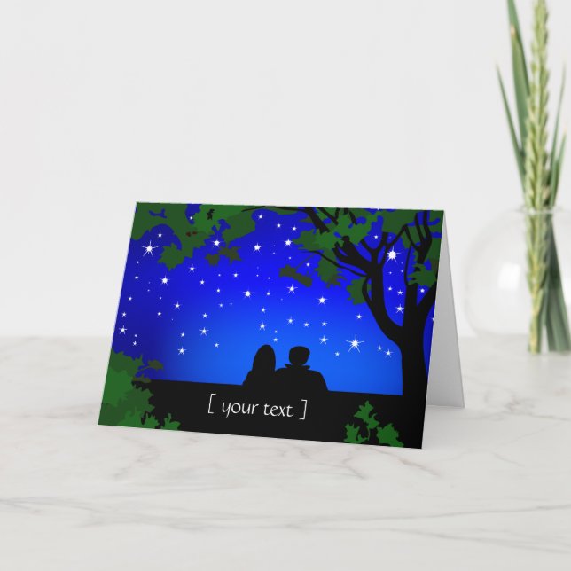 Stargazers Couple Starry Night Grußkarte Karte (Vorderseite)