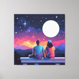 Stargazing Couple Leinwanddruck
