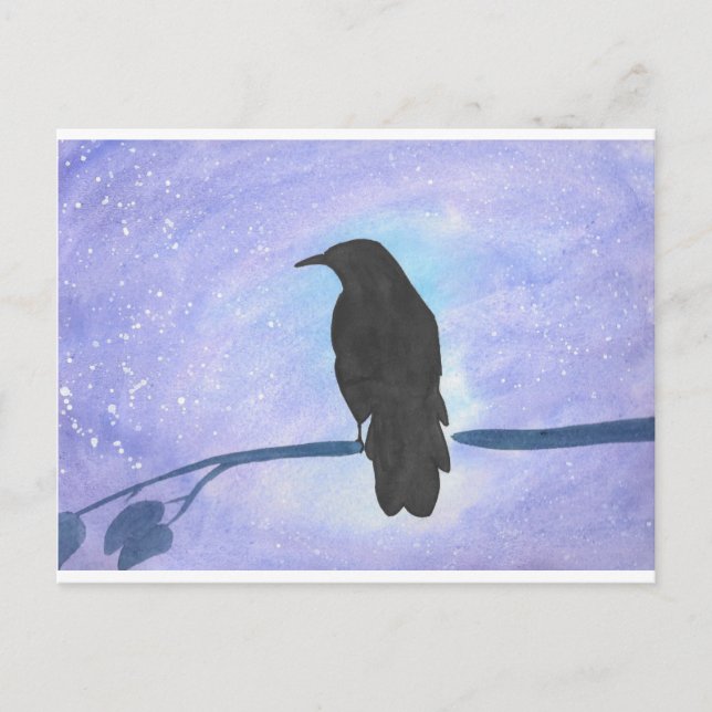 Stargazing Crow Postkarte (Vorderseite)