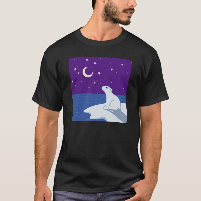 Stargazing Eisbär-CUB-Kunst T-Shirt (Vorderseite)