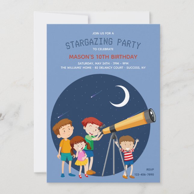 Stargazing Party Einladung (Vorderseite)