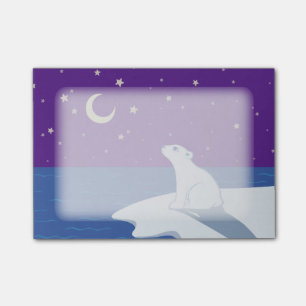 Stargazing Polar Bear Cub Art Post-it Klebezettel