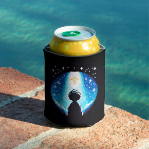 Stargazing Silhouette - Dreamy Pixel Art Night Sky Dosenkühler