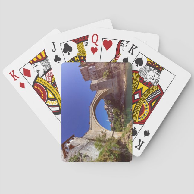 Stari höchst, alte Brücke, Mostar, Bosnien und Spielkarten (Rückseite)