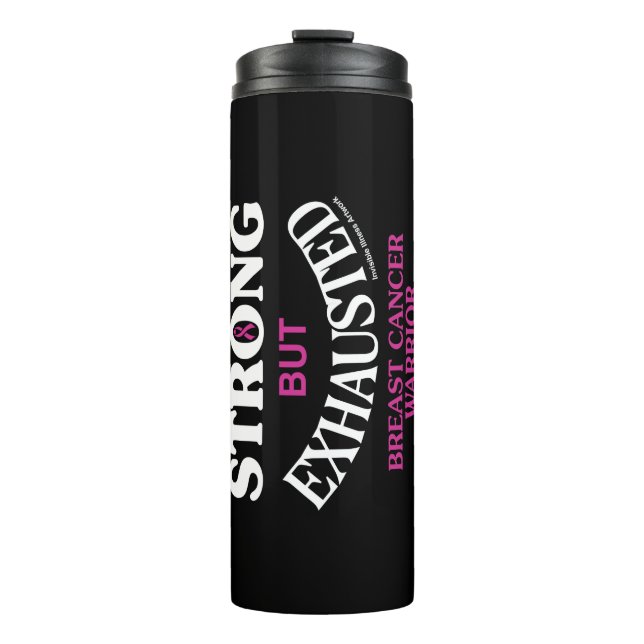 STARK, ABGESCHAFFT... Brustkrebs Thermosbecher (Vorderseite)