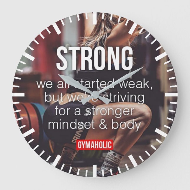 STARK, das Gewicht der Frauen hebt inspirierende W Große Wanduhr (Vorderseite)