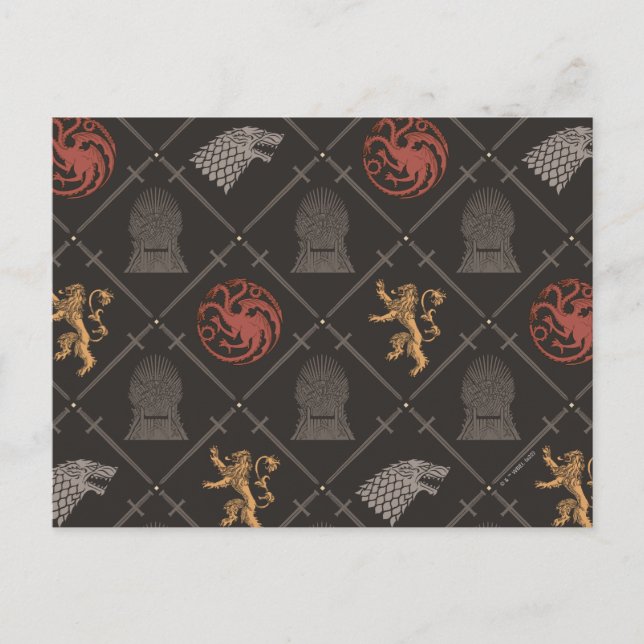 Stark, Lannister, Targaryen, Iron Throne Muster Postkarte (Vorderseite)