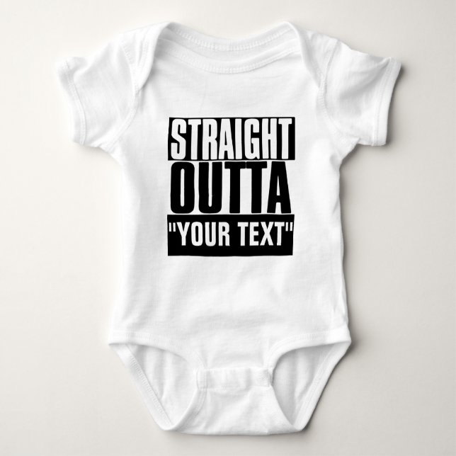 STARK OUTTA "YOUR TEXT" CUSTOM BABY STRAMPLER (Vorderseite)