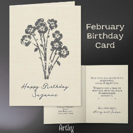 Stark Primrose Februar Birth Blume Linen Karte