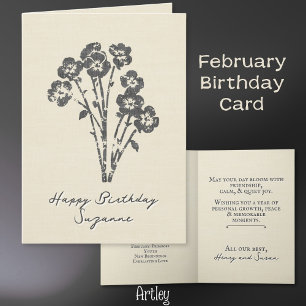 Stark Primrose Februar Birth Blume Linen Karte
