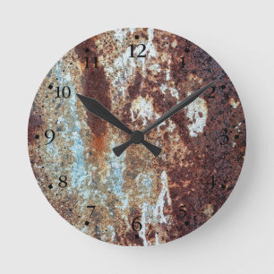 Stark rostige Metallmuster-Uhrzifferblatt 1 Runde Wanduhr