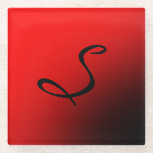 Stark rotes Monogramm Beruflich Glasuntersetzer