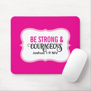 Stark und mutig Bibelvers Einfach Hot Pink Mousepad