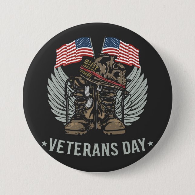 Stark und tapfer Veteranen Day USA Flag Button (Vorderseite)