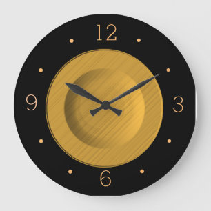 Stark vereinfachte schwarze und gelbe Gold> Große Wanduhr