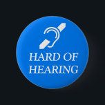 Stark von der Anhörung Button<br><div class="desc">Taubes Symbol im Weiß über den Wörtern stark der Anhörung im Weiß auf einem mittleren blauen Hintergrund.</div>
